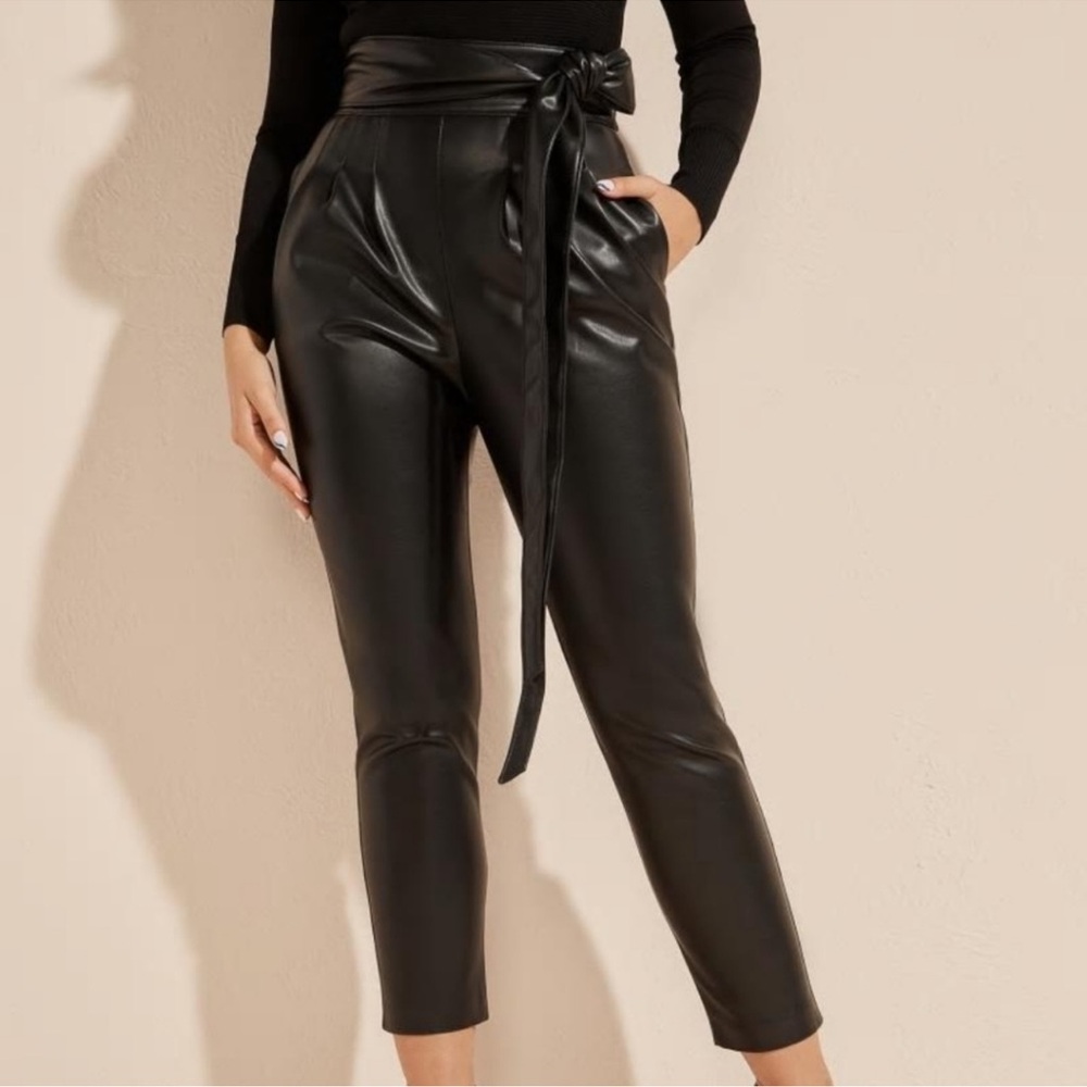 Guess By Marciano The Devine Black High-Waisted Faux Leather Pants